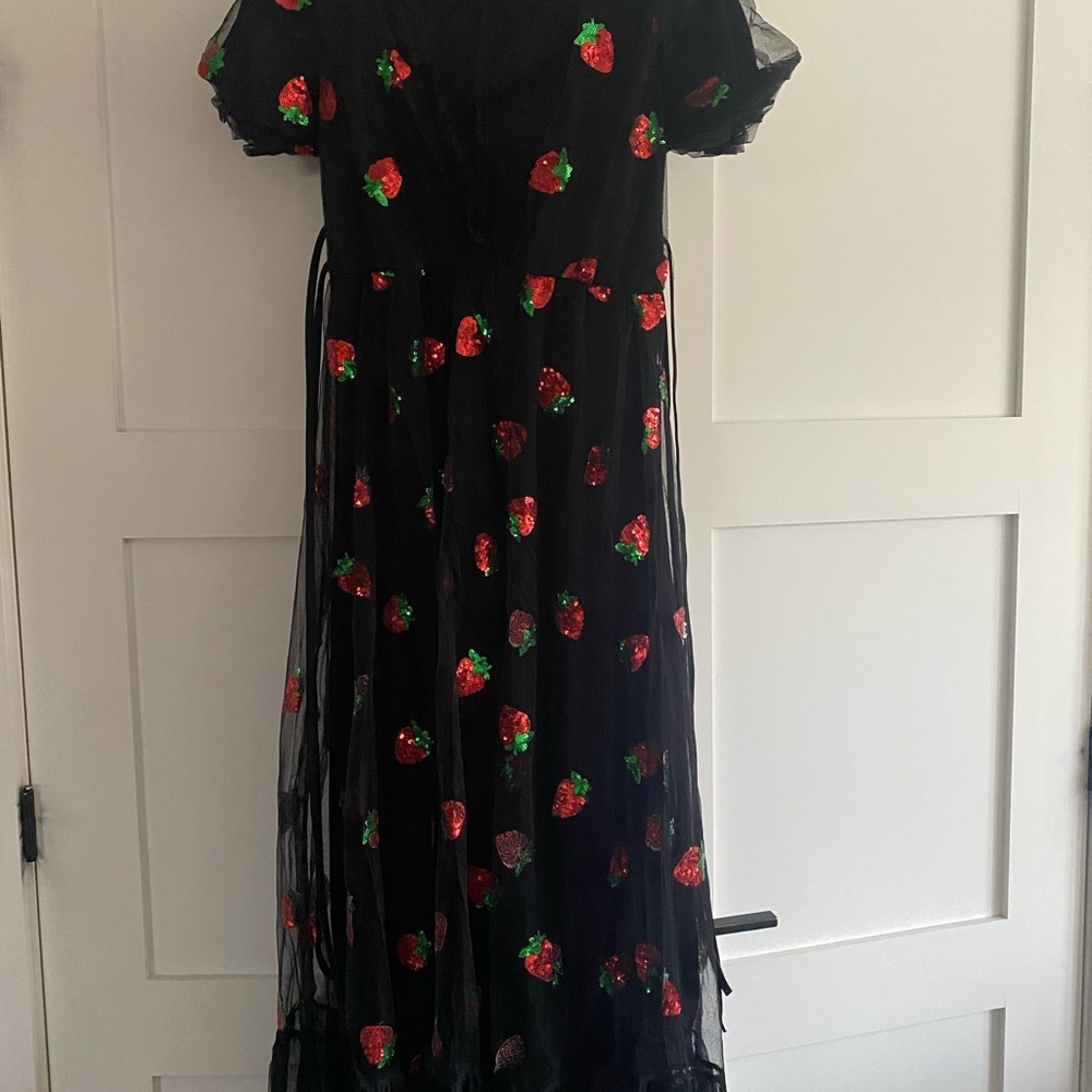 Black Sequin Strawberry Dress